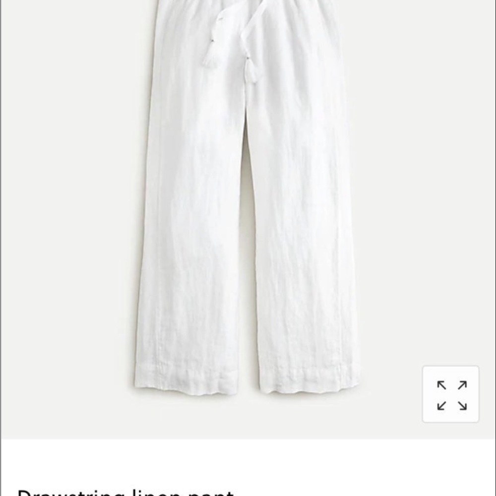 J. Crew Women's Drawstring Waist 100% Linen Wide Leg cropped Pants Medium - Picture 4 of 5